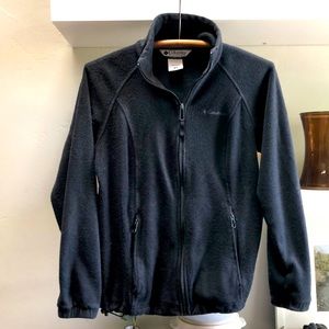 Columbia Black Full Zip Fleece Jacket Coat Size Small